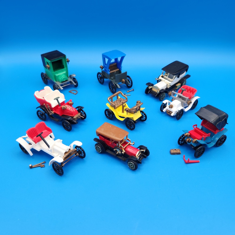 Vintage Old Timer Miniature Cars Set of 9 Antique Style Plastic Toy Models